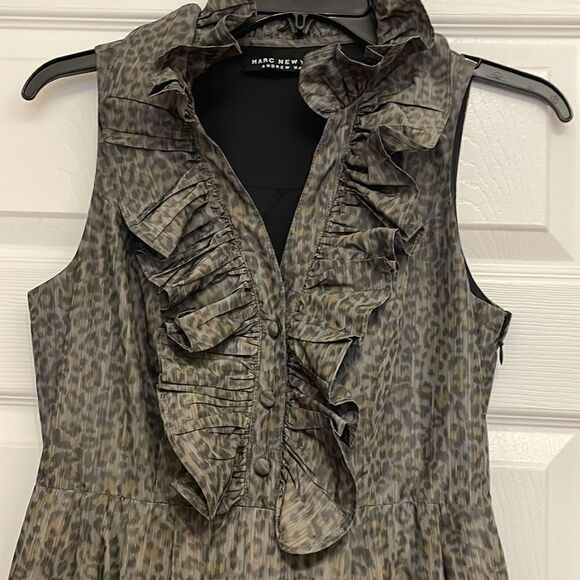 Marc New York Andrew Marc Metallic Leopard Print Ruffle Cocktail Dress - Picture 1 of 8